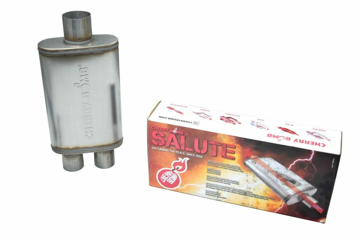 Dual Exhaust 2.5" Side Exit Cherry Bomb Salute Slash Tip for Nissan Titan (2004–2006)
