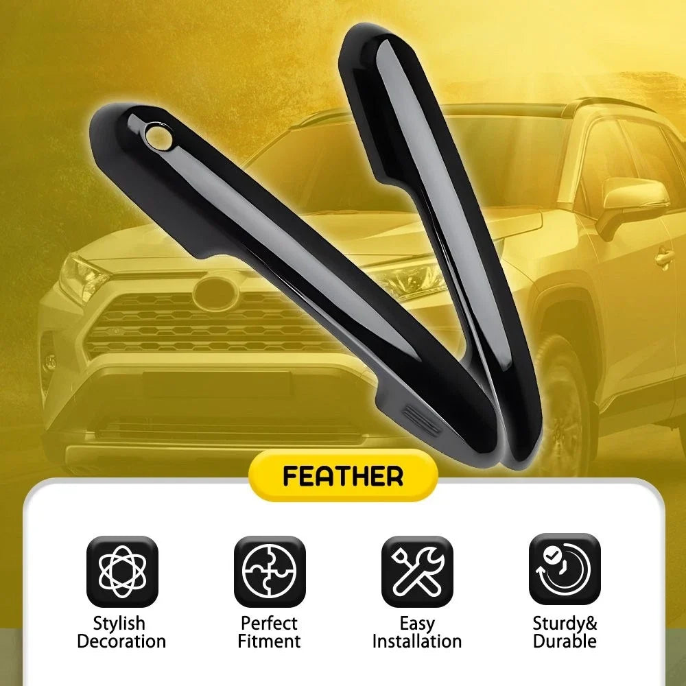 Glossy Black Door Handle Cover for Toyota Highlander RAV4 2019-2025