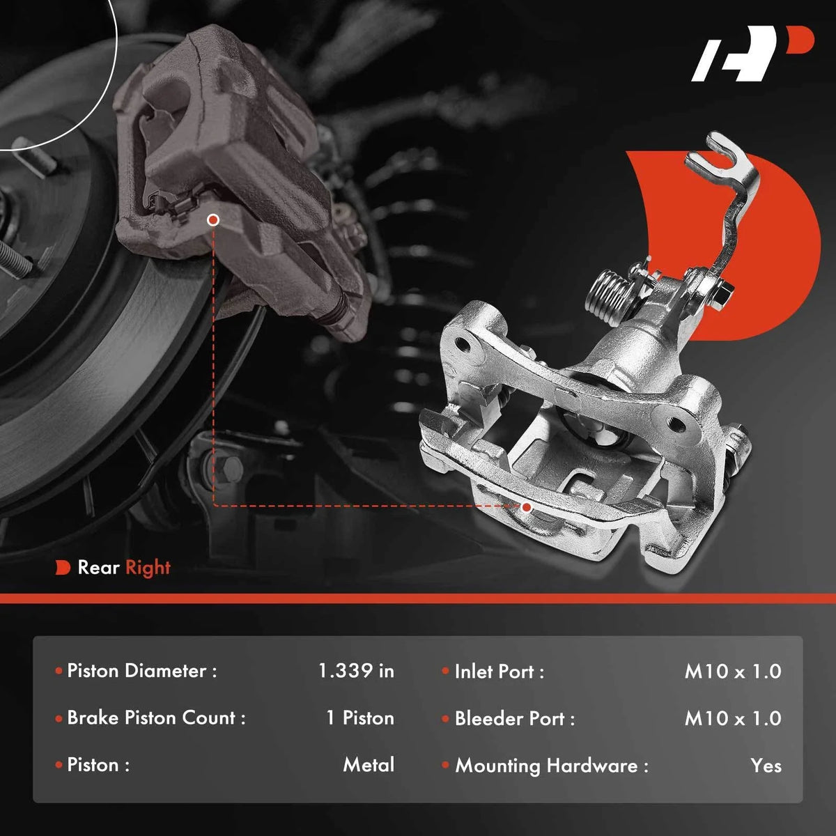 Rear Right Brake Caliper for Nissan Maxima (2001 to 2003) with Bracket