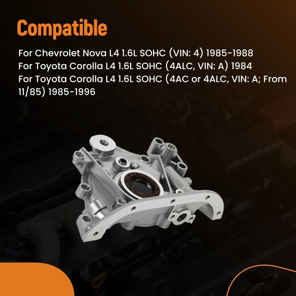 Aluminum Oil Pump for 1.6L SOHC Chevrolet Nova (1985-1988)