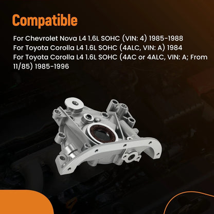 Aluminum Oil Pump for 1.6L SOHC Chevrolet Nova (1985-1988)