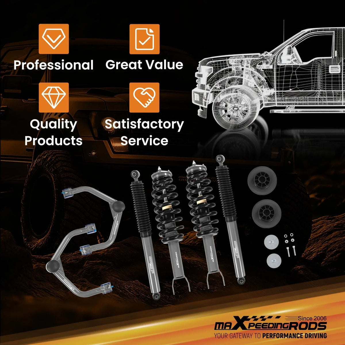 3" Lift Kit for Ram 1500 4WD (2012-2018) with Shocks, Struts & Control Arms
