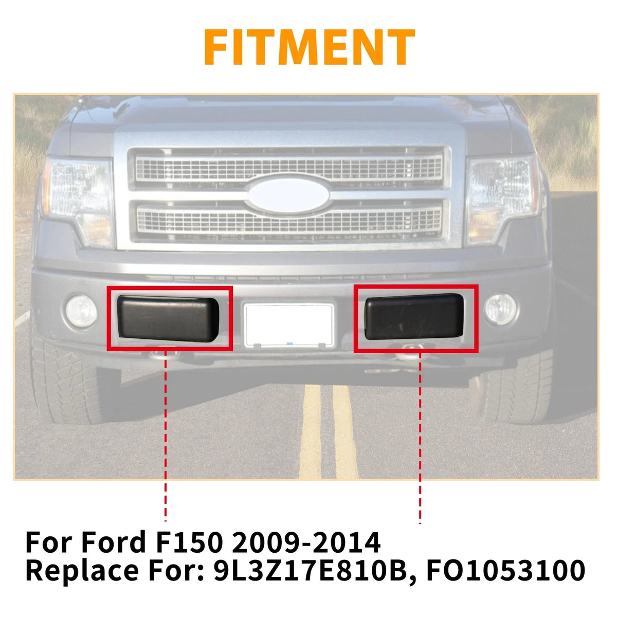 Front Bumper Caps Inserts Pads Guards LH+RH Pair for Ford F150 2009-2014