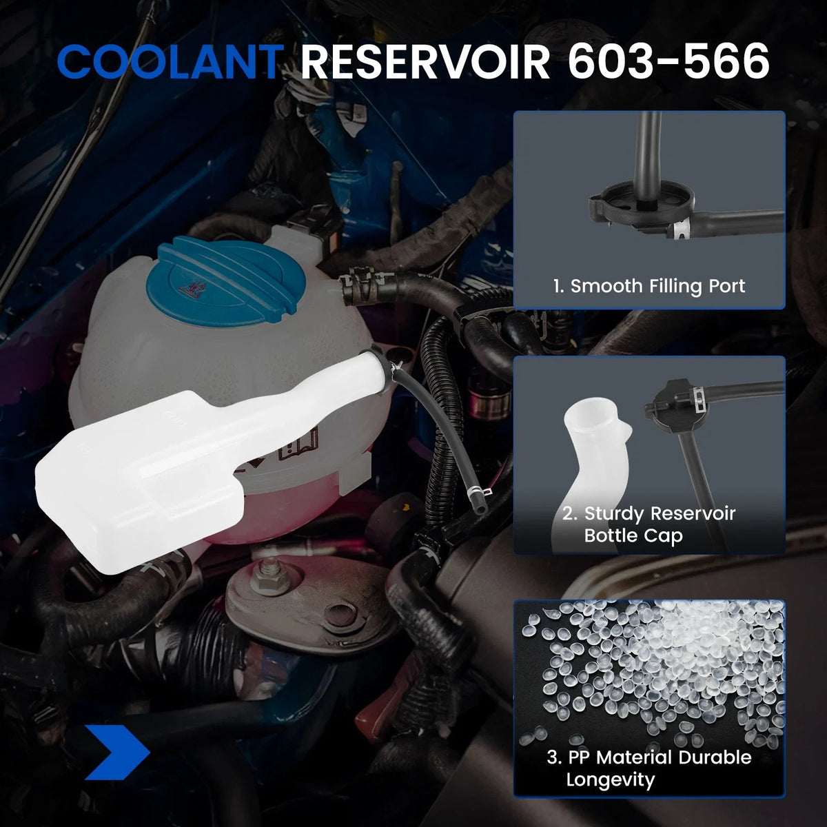 Engine Coolant Overflow Reservoir Tank with Cap for Kia Rio (2003–2005)