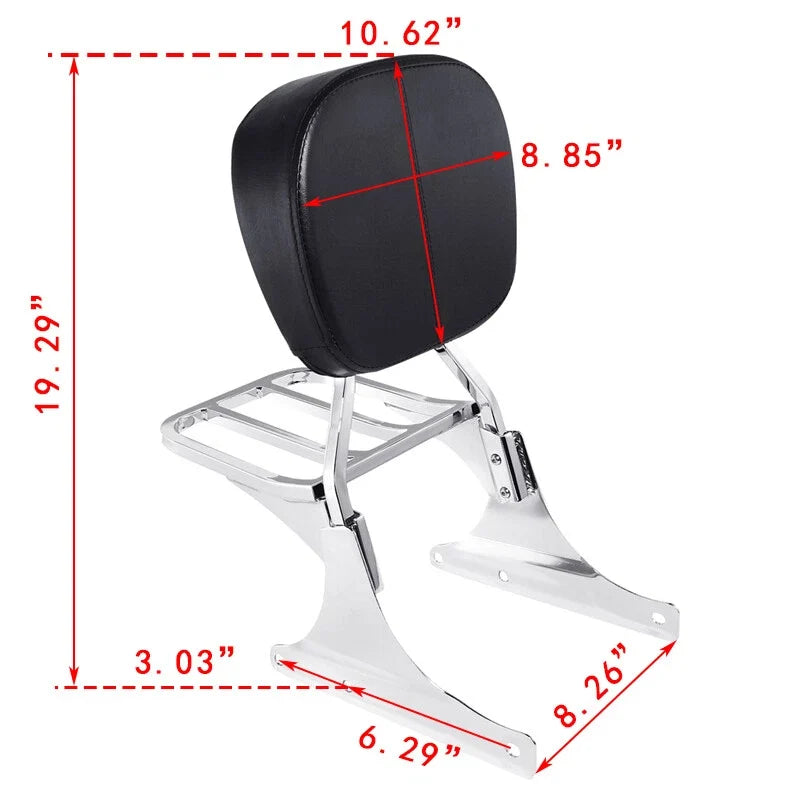 Sissy Bar Backrest Luggage Rack for Harley Heritage Softail FLST (1984–2017)