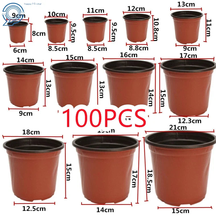 Set of 100 Plastic Plant Flower Pots for Seedlings