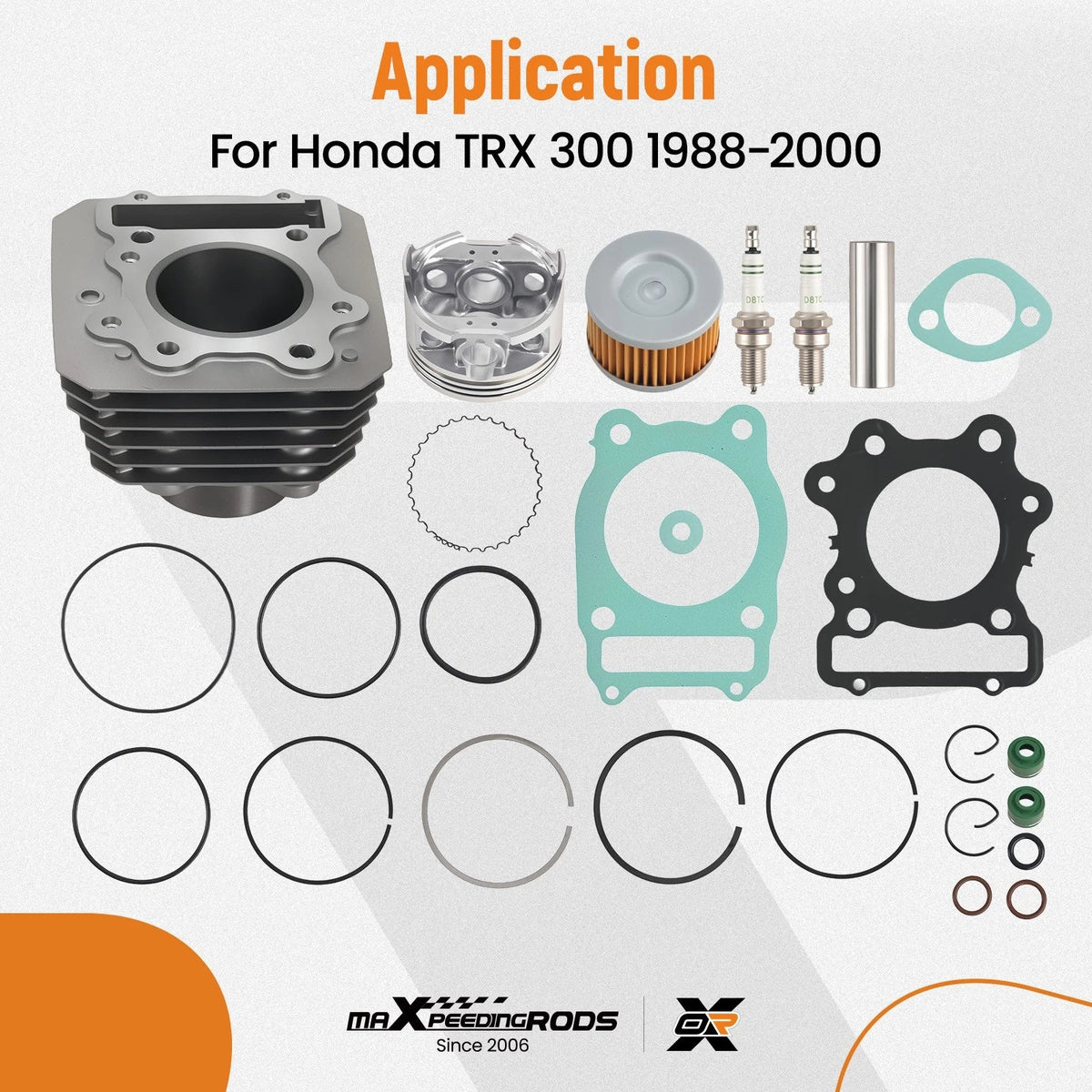 Top End Kit with Cylinder Piston Rings Gasket for Honda TRX300 (1988–2000)