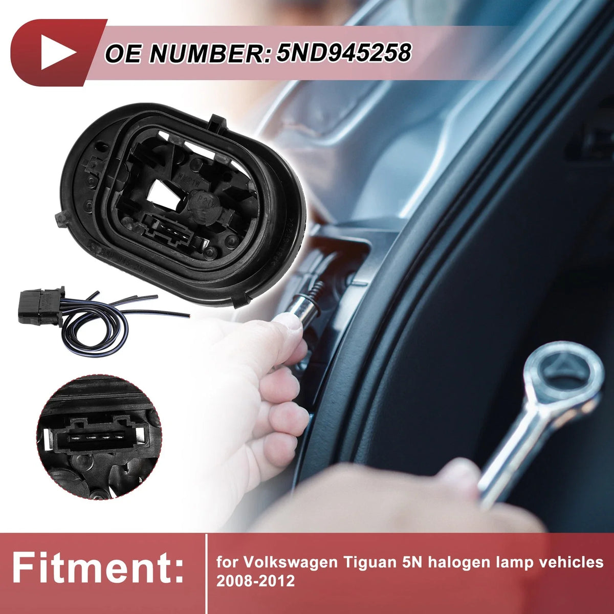 Left Tail Light Socket Wiring for Volkswagen Tiguan 5N (2008–2017)