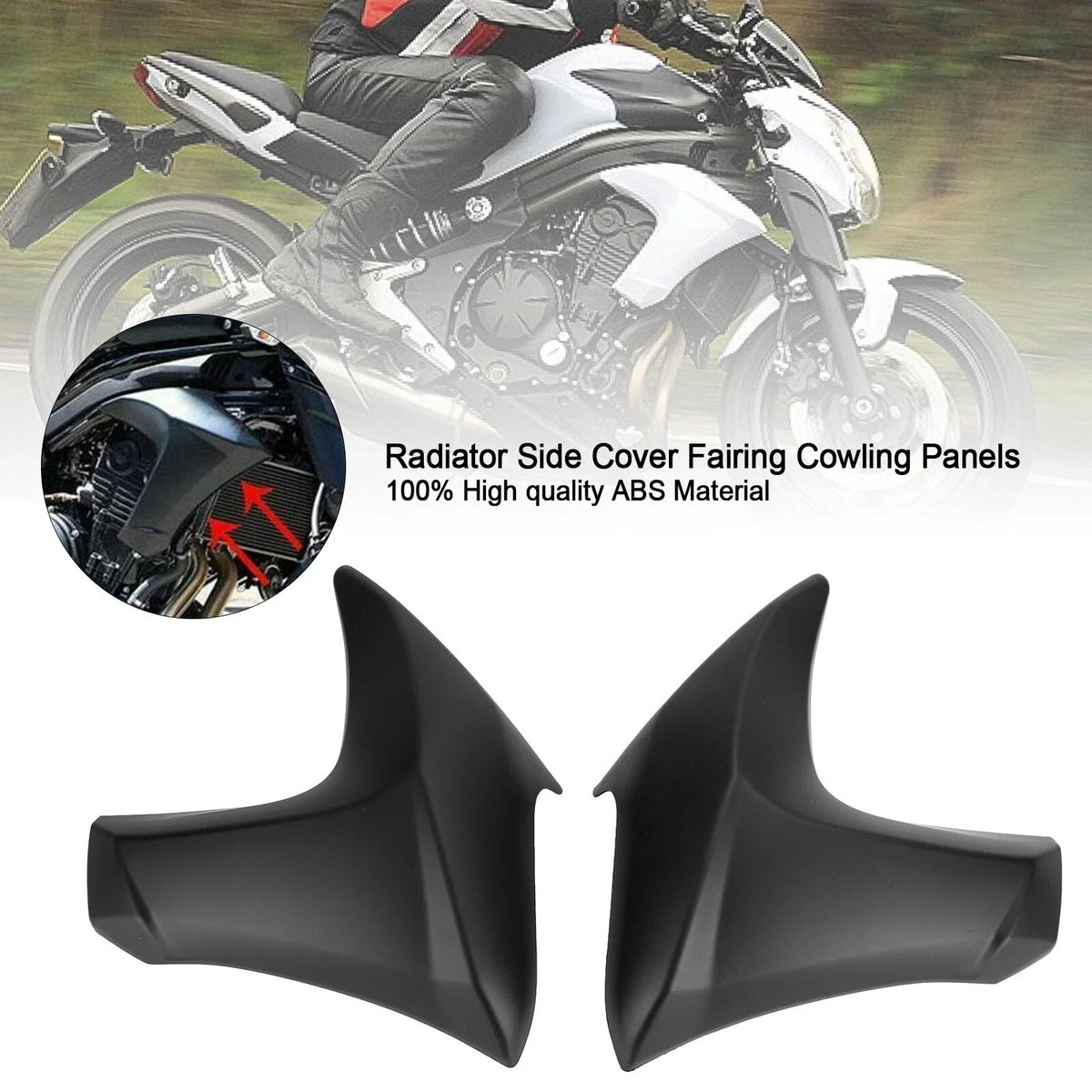 Radiator Side Cover Fairing Panels for Kawasaki ER6N (2012–2016) Black