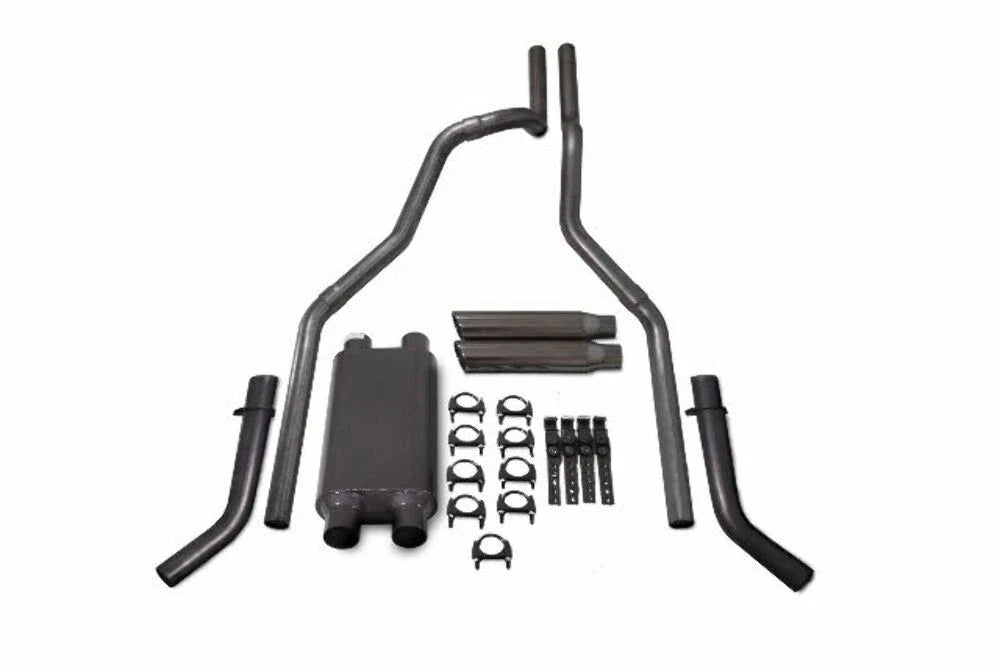 2.5" Dual Exhaust for Chevy GMC 2500 (2000–2006) - Dual Inlet, 2 Chamber, Clamp Tip