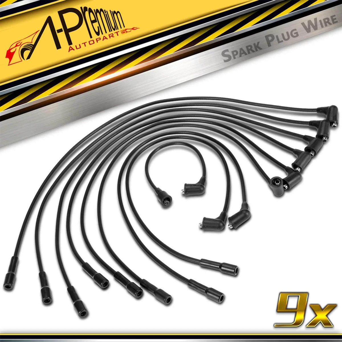 9x Spark Plug Wire Set for Ford Mustang (1964–2021)