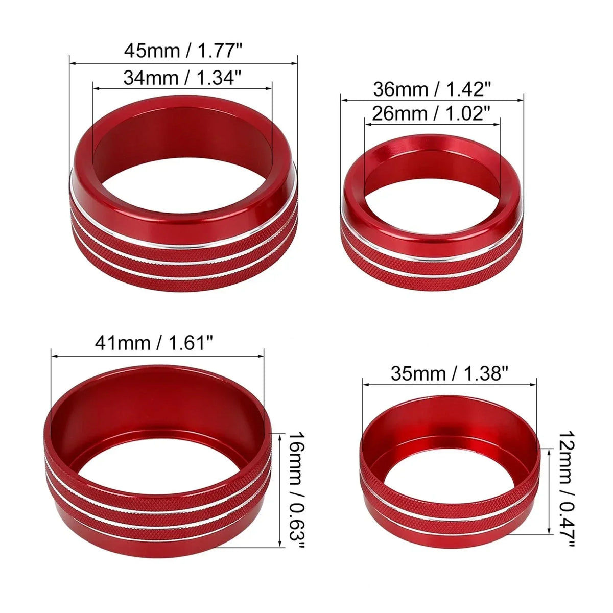 Set of 3 Car AC Climate Control Knob Trim Covers for Dodge Models