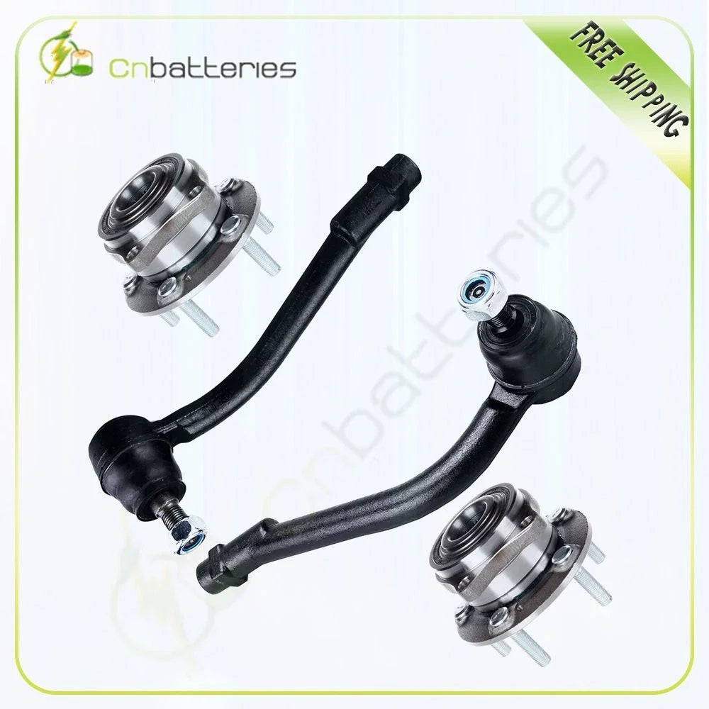 2X Front Hub & Bearing Assemblies with Outer Tie Rod Kit for Kia Sorento