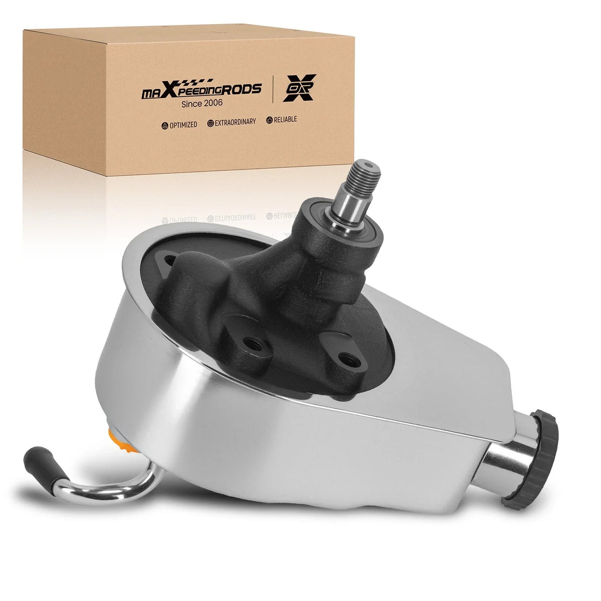 Power Steering Pump (Chrome, Saginaw 5/8" Keyed Shaft) for Chevy