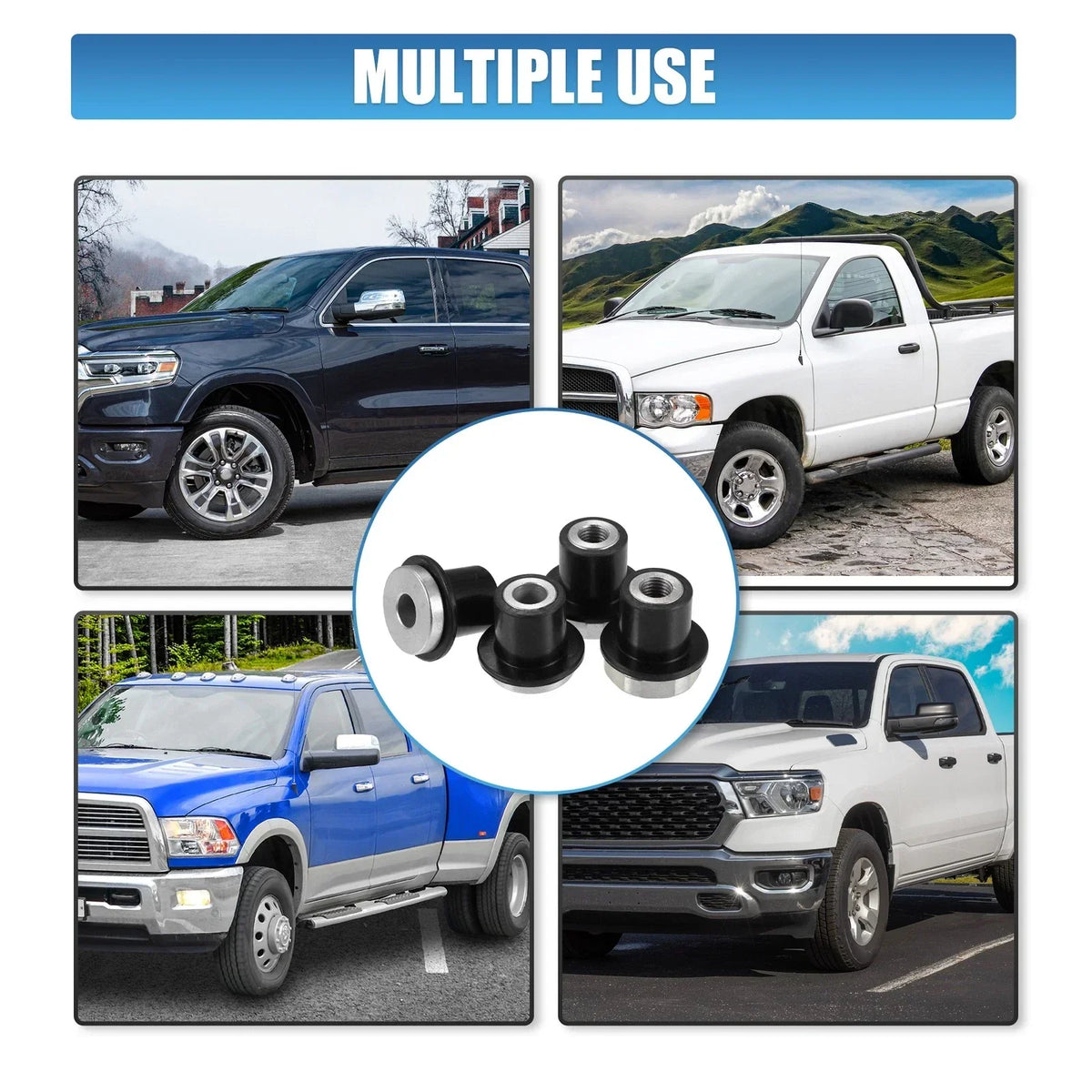Steering Rack & Pinion Bushings - 4 Piece Set for Dodge Ram 2002-2018