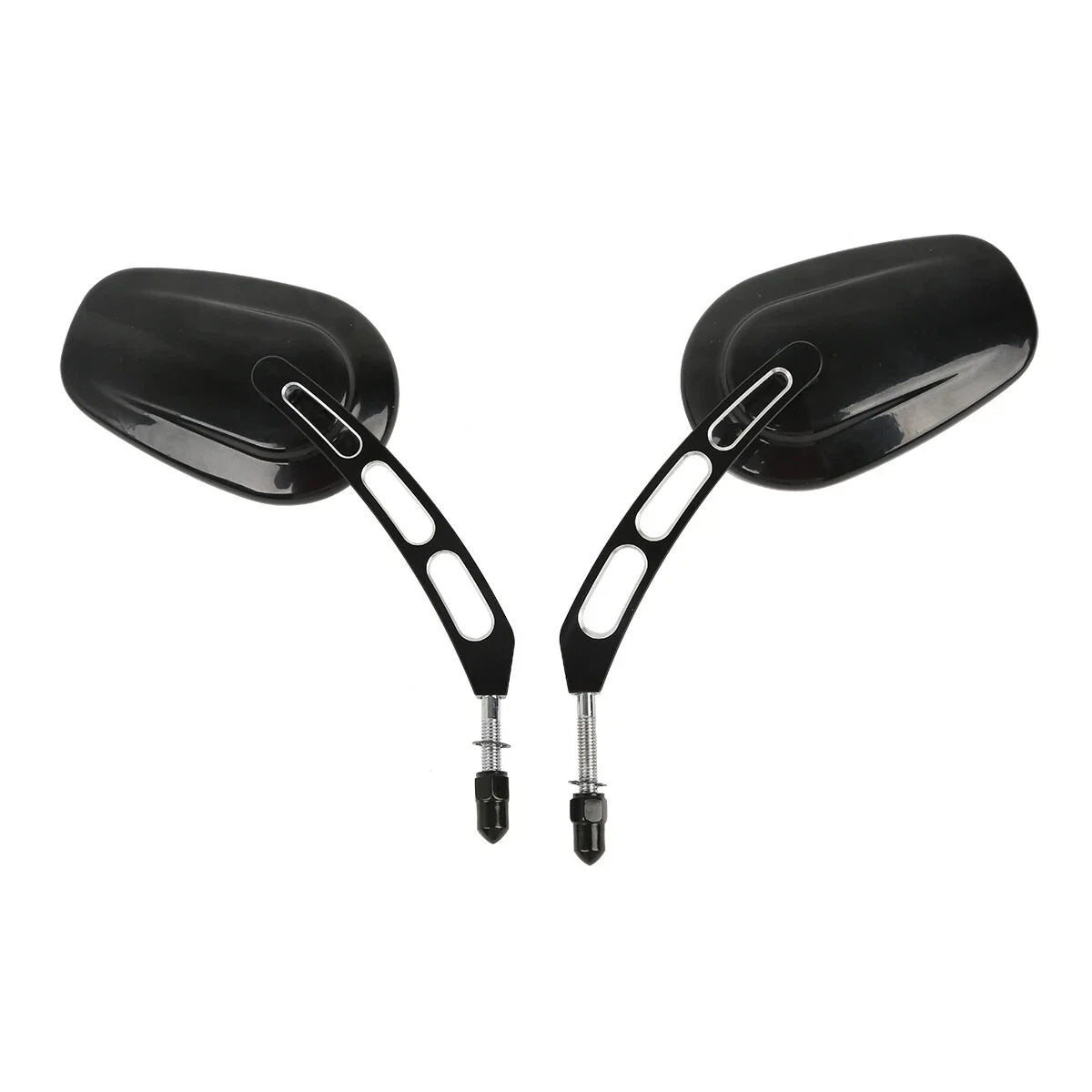 Gloss Black Rear View Mirrors Set for Harley Sportster & Touring