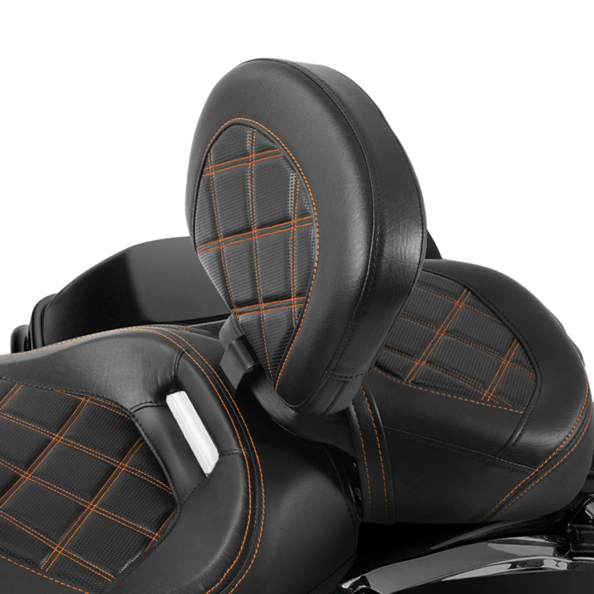 Front Driver Backrest Pad for Harley Road Glide (2009–2023) Black Orange