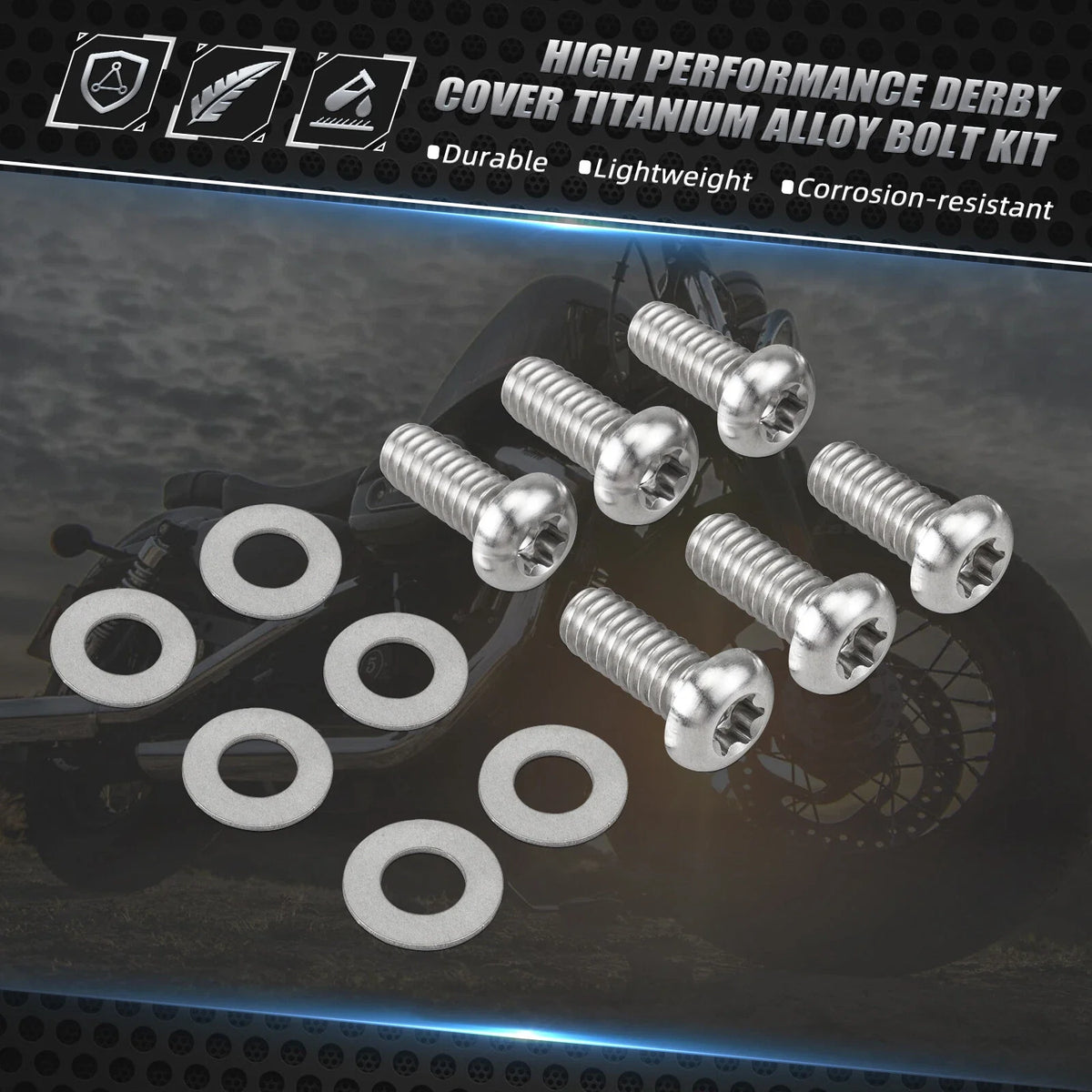 Titanium Derby Cover Screw Kit for Harley Sportster 883 Super Low XL883L (2011–2019)