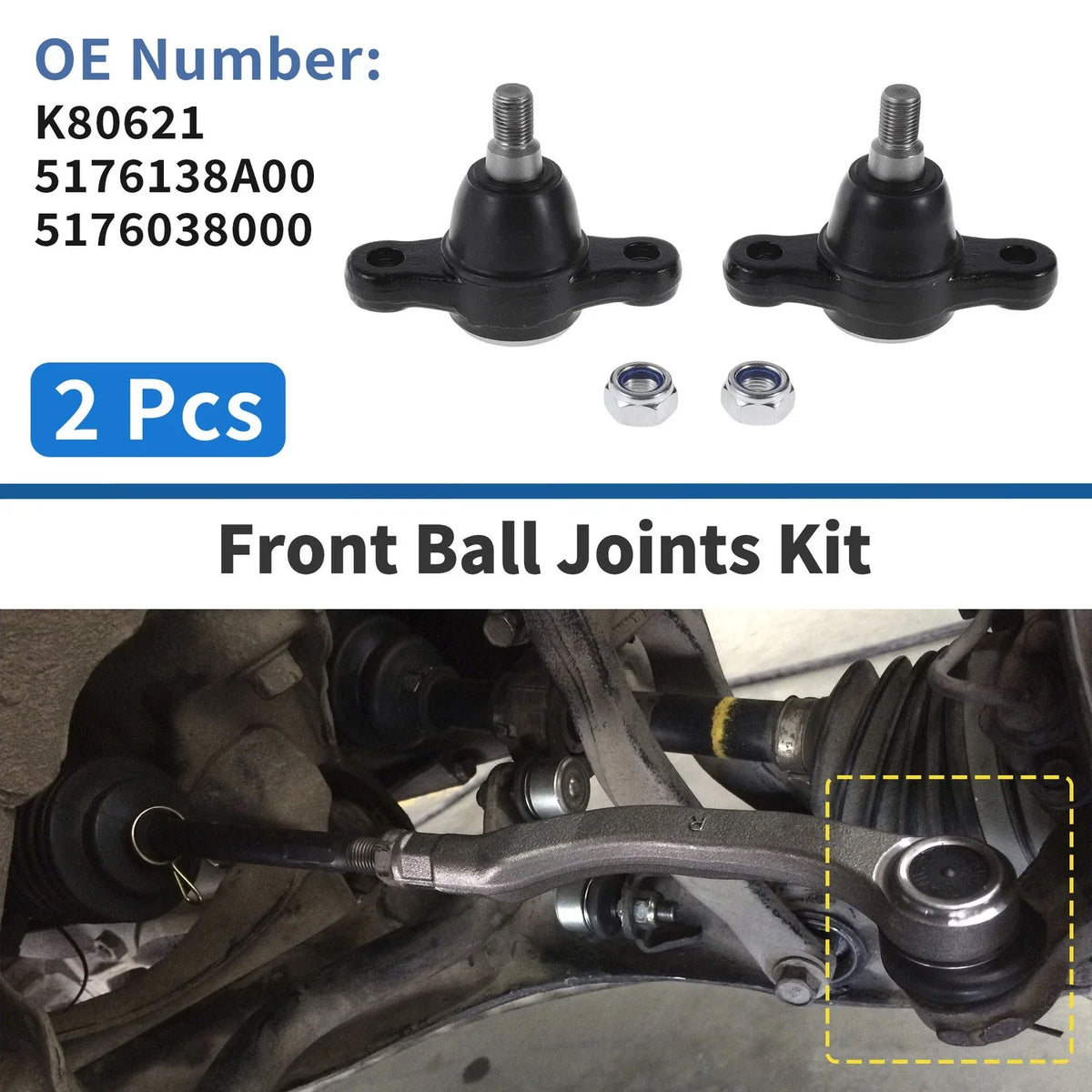 2X Front Lower Ball Joints for Hyundai Sonata (1998–2005) No.K80621/5176138A00