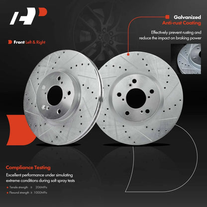 Front Drilled Brake Rotors with Pads & Calipers for 2009-2015 Honda Pilot