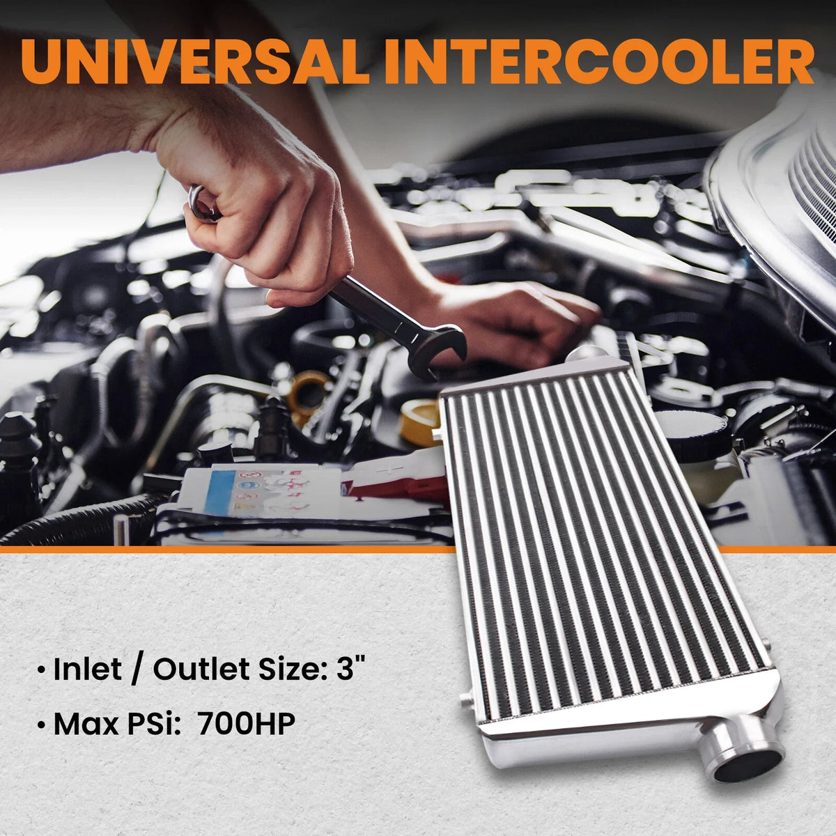 Front Mount Intercooler - Tube & Fin 600x300x76mm with 3" In/Outlet