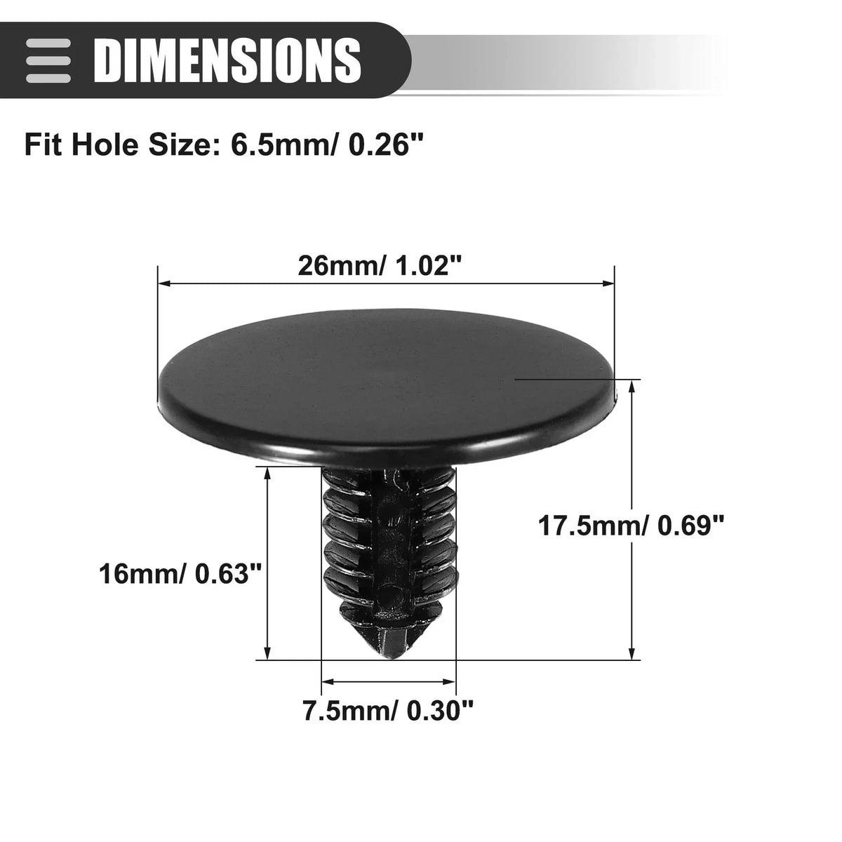 Set of 10 Hood Insulator Clips for Dodge Headliner