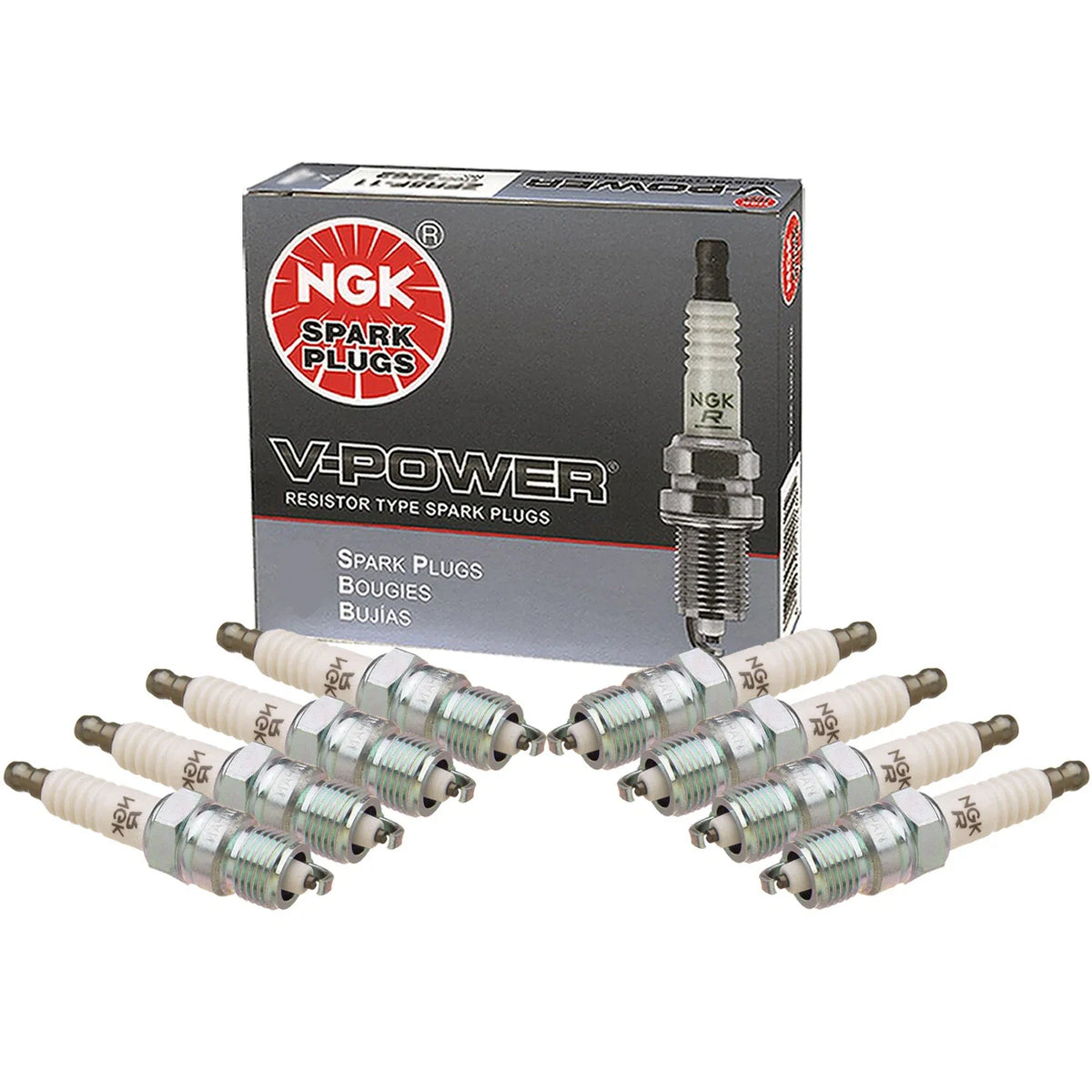 Set of 8 NGK Nickel V-Power Spark Plugs for Ford Mustang V8 (1970–1972, 1995)