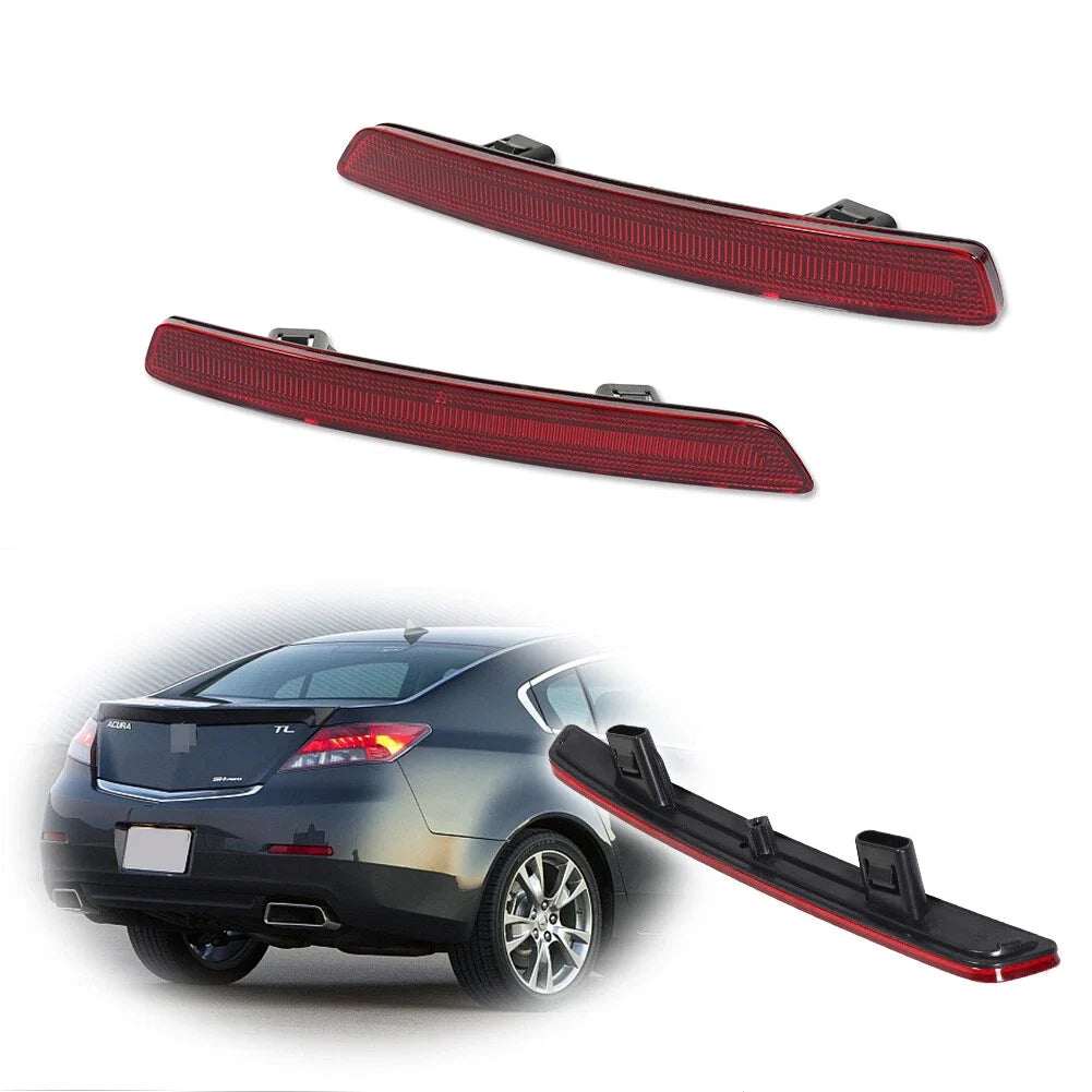 2X Red Lens Rear Bumper Reflectors for Acura TL (2012–2014)