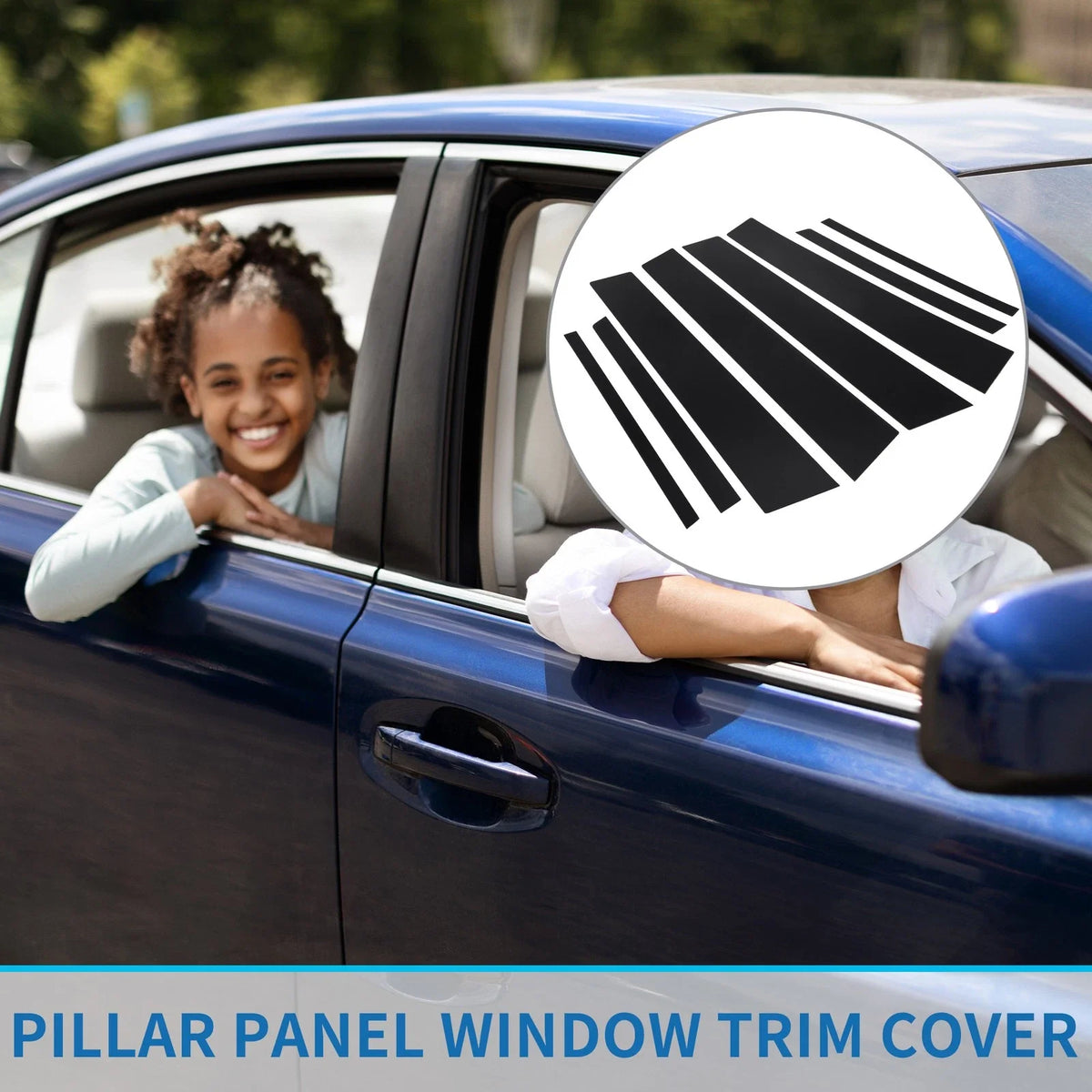 8 Pcs Window Trim Cover for Toyota RAV4 (2013–2018) Black