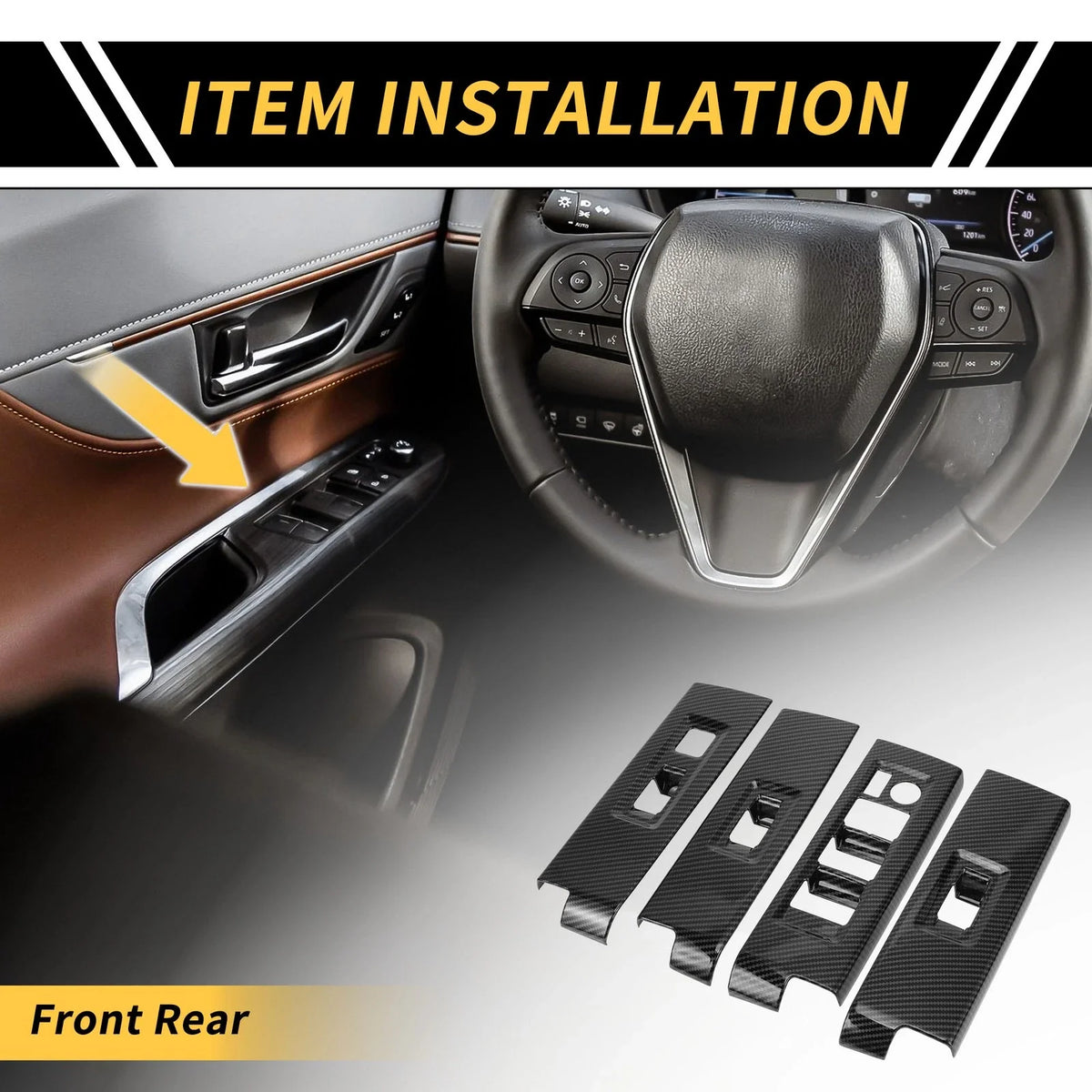 Set of 2 Carbon Fiber Door Window Switch Panel Covers for Toyota Tundra (2022–2024)