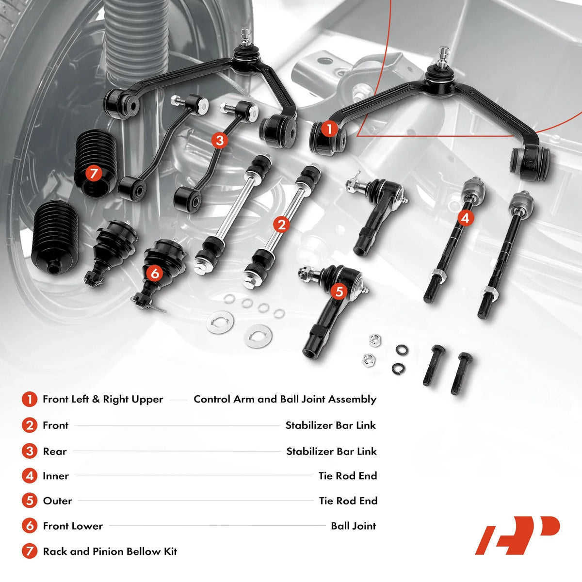 14-Piece Front Control Arm and Ball Joint Set for Ford Explorer