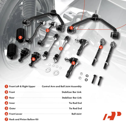 14-Piece Front Control Arm and Ball Joint Set for Ford Explorer
