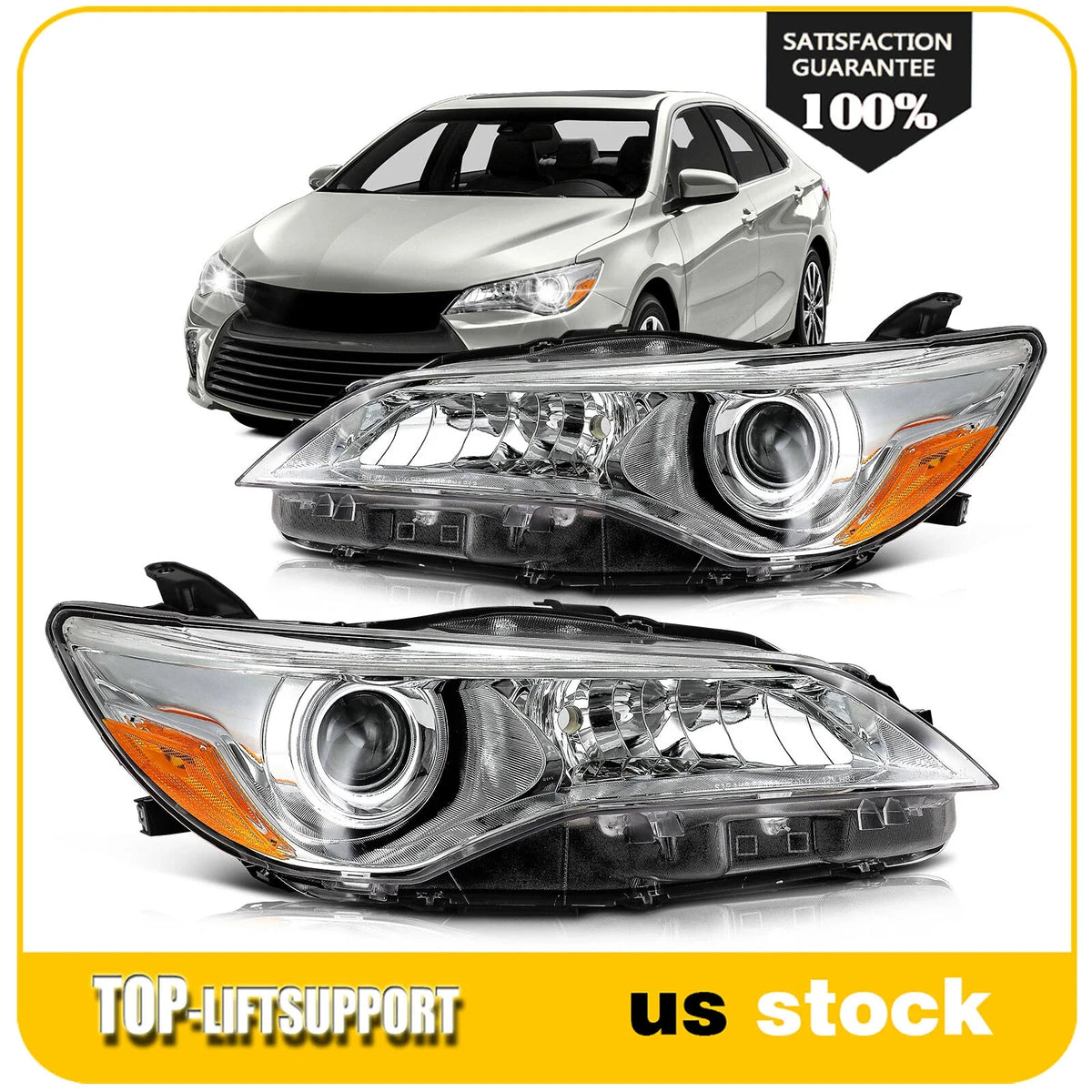 Headlight Assembly Set for Toyota Camry (2015–2017) Chrome Left + Right
