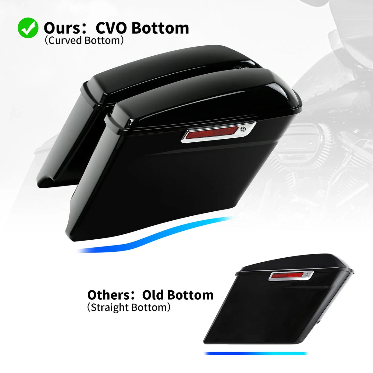 4" Stretched Saddlebags Hard for Harley Touring Models 1993-2013