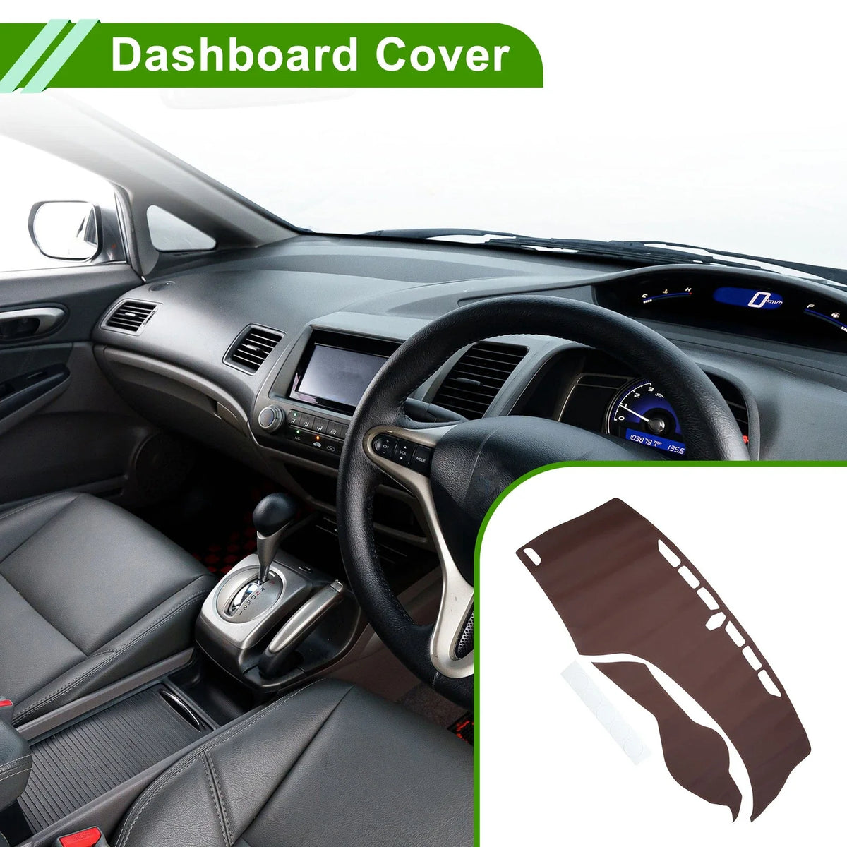 Dashboard Cover Mat for Honda Civic (2012–2015) - Brown