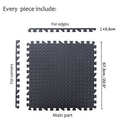 EVA Foam Interlocking Exercise Mat Tiles for Gym Flooring (Black)