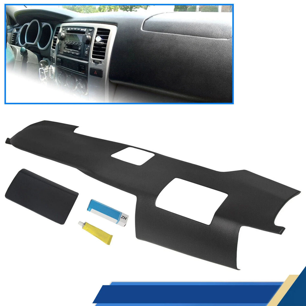 Dash Cover Overlay for Toyota 4Runner (2003-2009) - Black, Speaker Holes