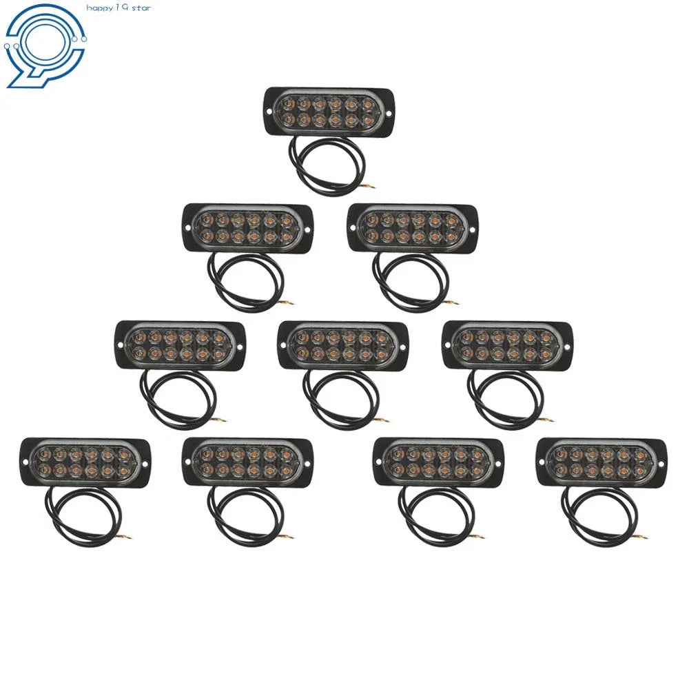 Set of 10 LED Strobe Lights for Emergency Vehicles (12V)