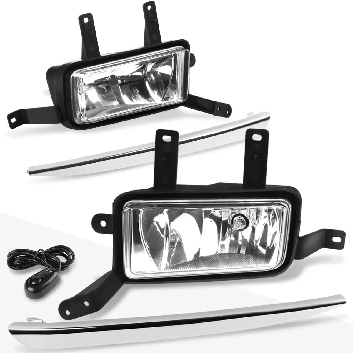 Clear Lens Fog Lights for Chevy Tahoe/Suburban (2015–2020) W/Switch + Chrome Cover