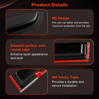 Rain Guards for Toyota Tacoma (2024-2025) - 4 Side Window Pieces