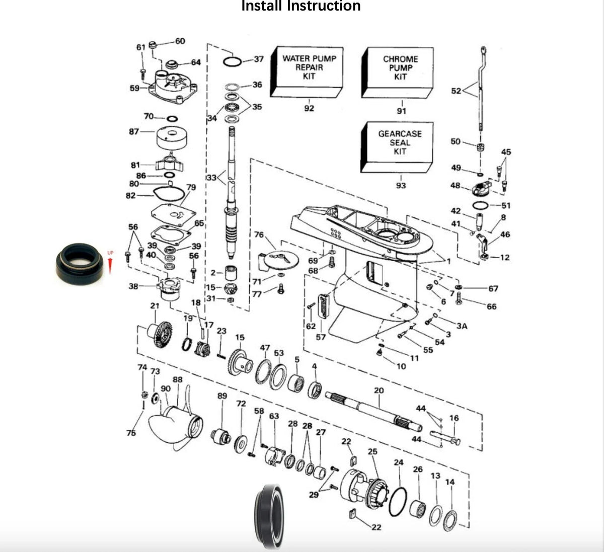 Seal Kit 433550 for 40-50hp Evinrude Johnson Outboard (1989-2005)