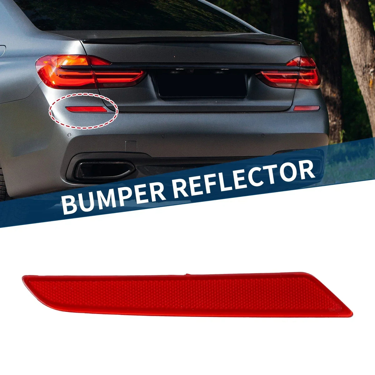 Bumper Reflector Rear Left for BMW 740i (2016-2019) - Red