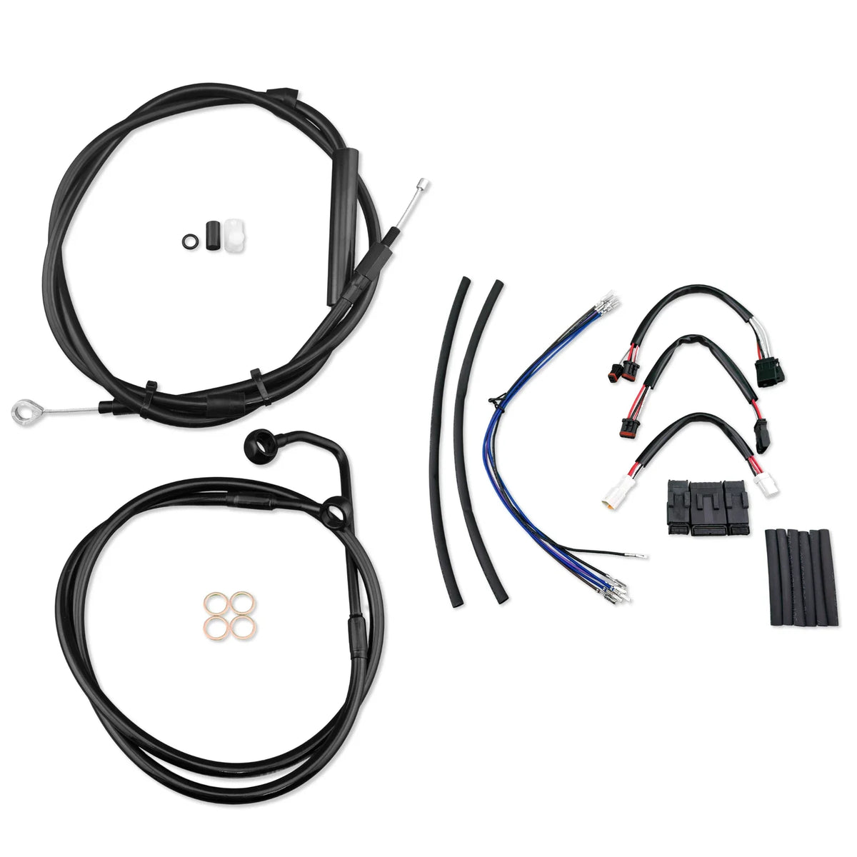Black Stainless Cable Brake Line Kit 14" for 2016-2017 Harley Softail