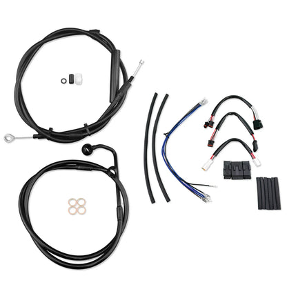 Black Stainless Cable Brake Line Kit 14" for 2016-2017 Harley Softail