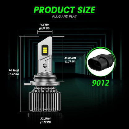 High Output 9012 HIR2 LED Headlight Bulbs 2X 100W 22000LM