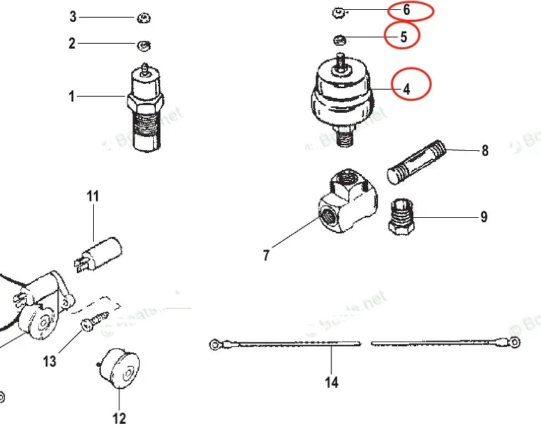 Set of 2 Oil Sender Switch Sensors for Mercury Mercruiser 87-805605A1