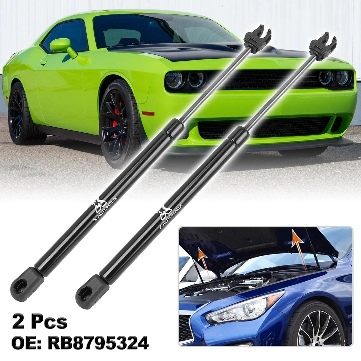 Set of 2 Front Lift Supports for 2008-2012 Dodge Challenger
