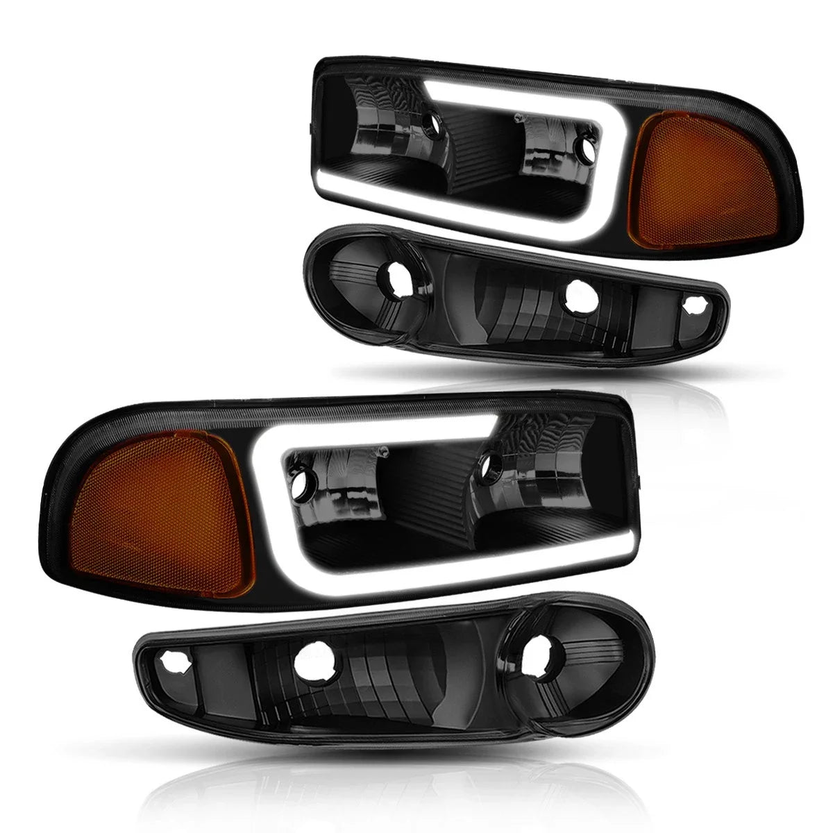 LED DRL Headlight Set for Yukon XL/Sierra Denali (2000–2006) w/ Bumper Lamps