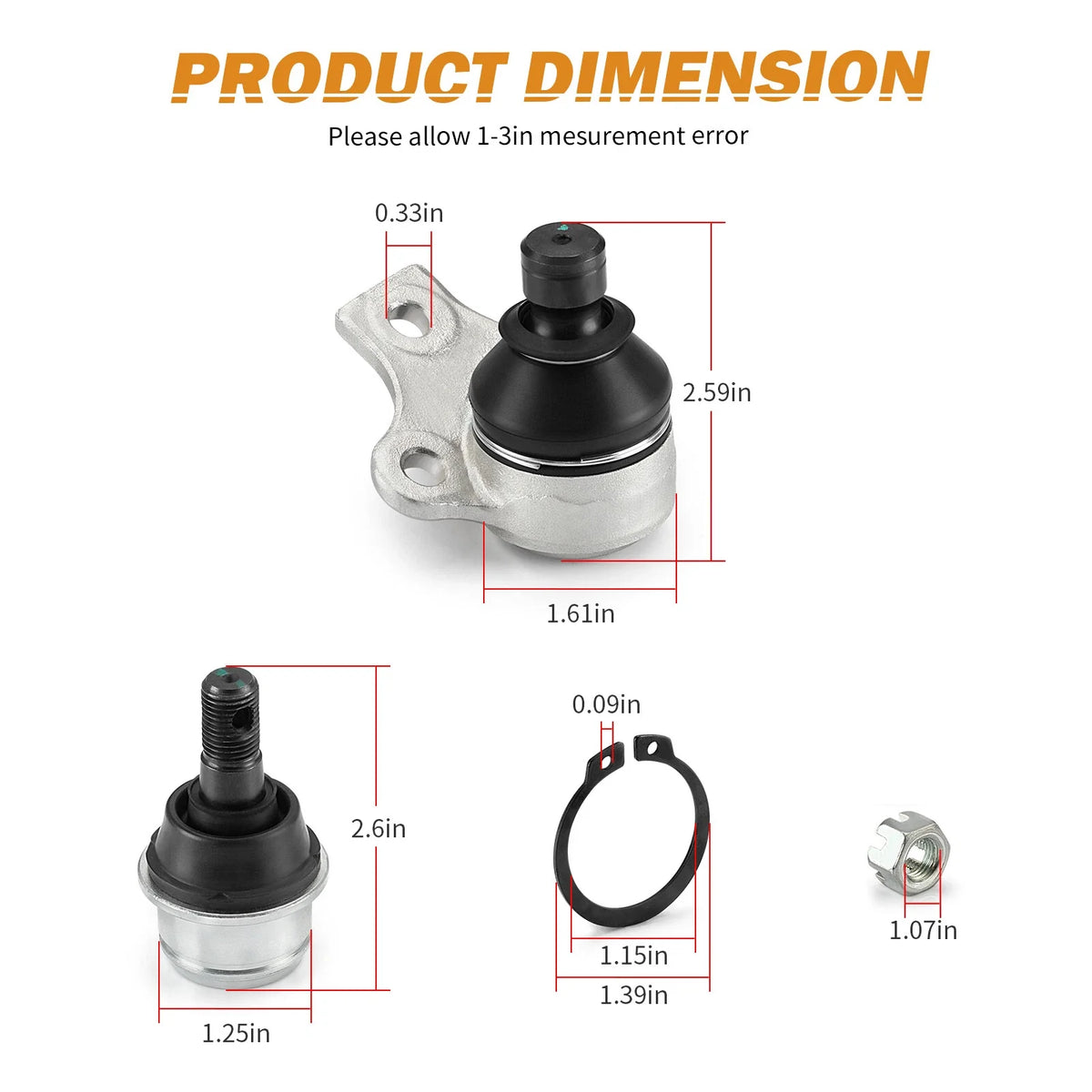 Upper & Lower Arm Ball Joint Kit for Can-Am Outlander 650 800 800R (2006–2012)