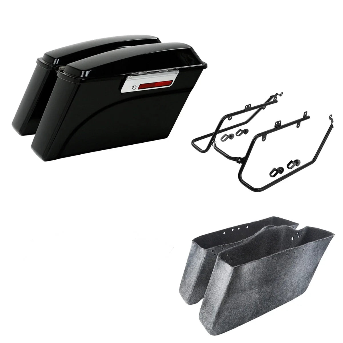 Hard Saddlebags with Conversion Bracket Kit for 2008-2017 Harley Dyna Fat Bob